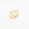 High End 18K PVD Gold Plated Fresh Water Pearl Open Rings Stainless Steel Women Cross Open Rings Tarnish Free Jewelry