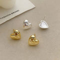 Unique 925 Sterling Silver Gold Plating Cute Glossy 3D Heart Stud Earrings for Women Wholesale