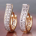 Huitan Luxury Flower Pattern Hollow Design Dazzling Zircon Circle Earring for Women Wedding Gold Plated CZ Hoop Earrings Jewelry