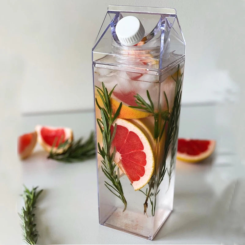 2022  Plastic Clear Milk Juice Leak-proof square 500ml Plastic Reusable Jug Bulk Container Box Travel Outdoor