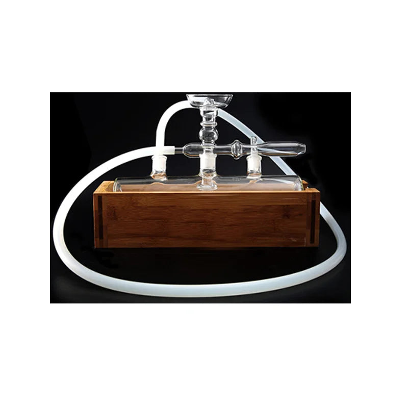 Handmade Thick Clear Glass Tube for Hookah LED Light Table Use Free Shape Party Occasion Accessory Set with Wood Box and Hose