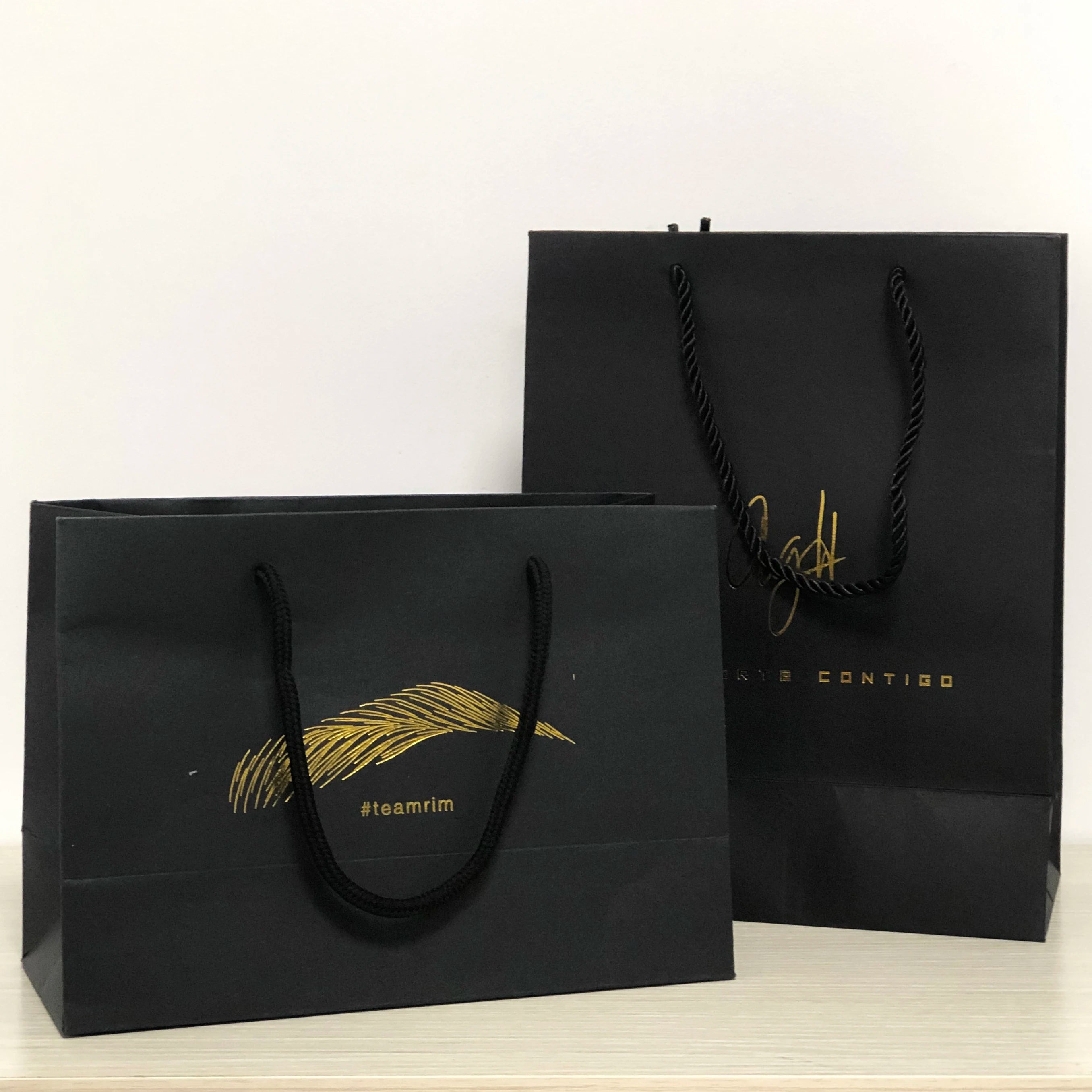 Custom Boutique Private Label Elegant Luxury Small Black pink Jewelry Gift Wrapping Ribbon Handle Shopping Paper Bag