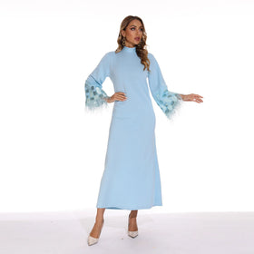 2023 Wholesale High Quality Borka Modest Straight Silhouette Muslim Embellished Abaya Latest Long Sleeve Styles in Dubai