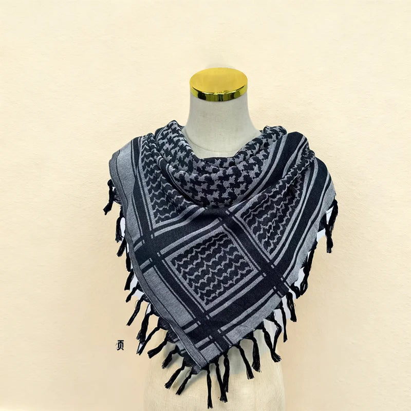 Islamic Women Men New Genericunisex Traditional Palestine Kuffiyeh Scarf Arabian Shemagh Black Arab Islamic Headscarf Wrap