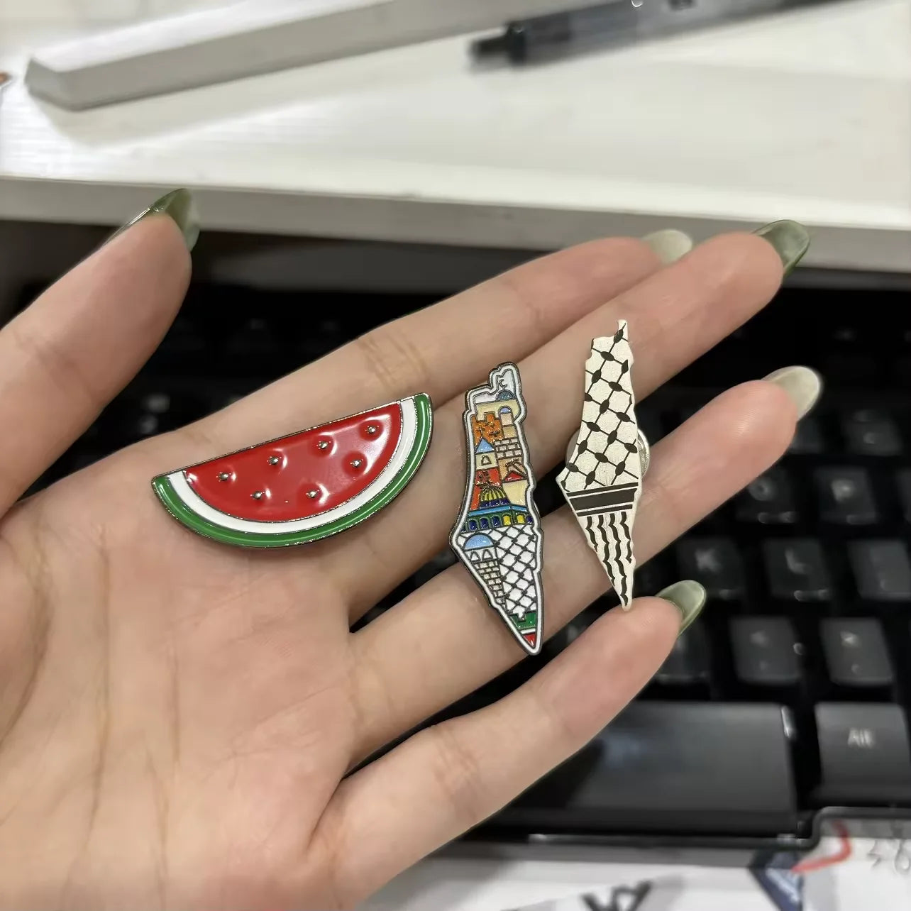 Fight for Free Palestine Flag Pin Map Design Enamel Palestine Pin Badge Gold Silver Plating Handala Brooch Palestine Pin Badge