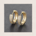 Trendy Gold Plated Hiphop Earring Bling Geometric Micro Paved Zirconia Full Diamond Bohemia Hoop Earrings Jewelry for Men Women