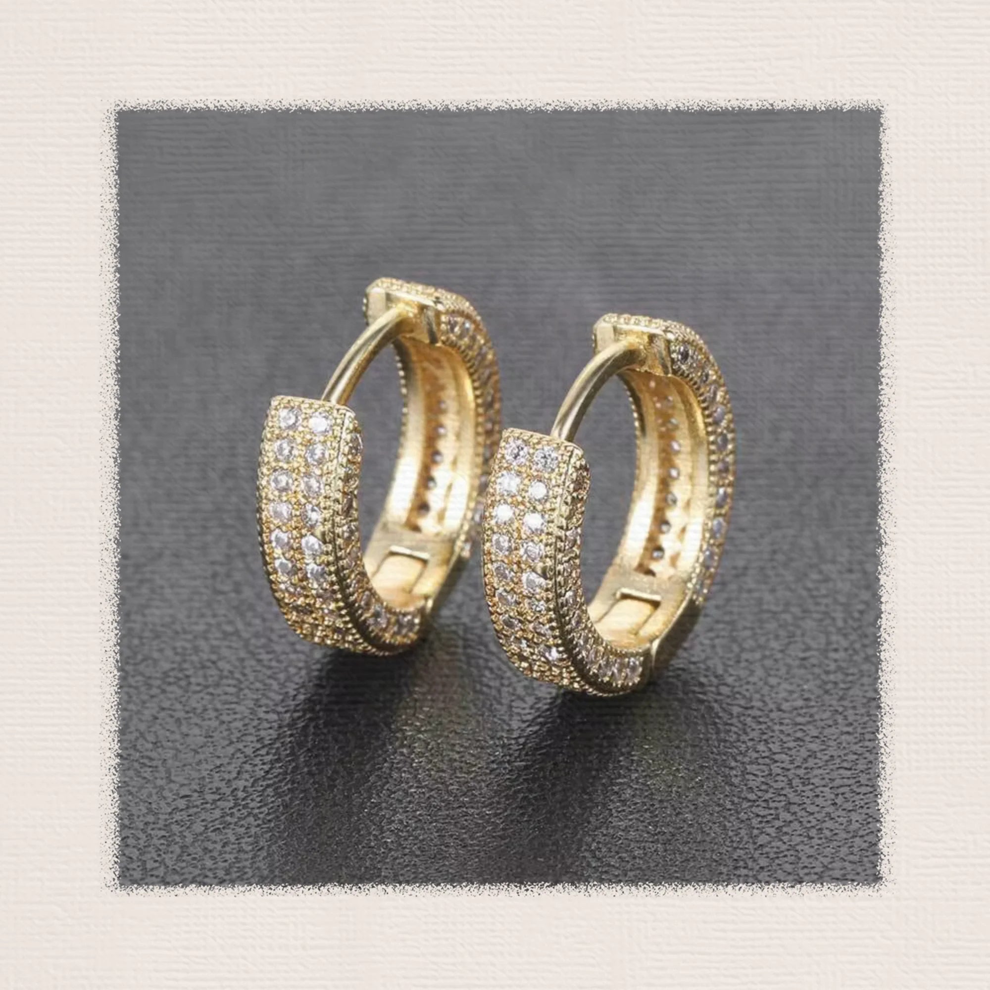 Trendy Gold Plated Hiphop Earring Bling Geometric Micro Paved Zirconia Full Diamond Bohemia Hoop Earrings Jewelry for Men Women