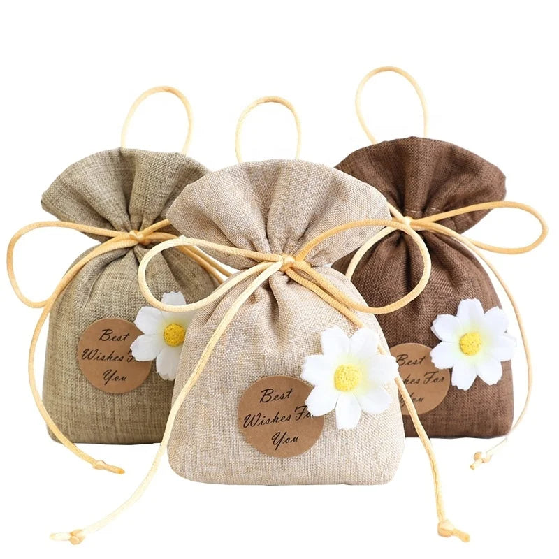 Wholesale Incense Bag Cotton Linen Drawstring Gift Bags Small Tea Pouch Bedroom Packaging Pouches