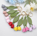 Tulip Keychain Handmade Leather Tulip Flower Key Chain Backpack Pendant Fashionable Accessory for Women Gift for Her