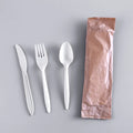 Eco-friendly Disposable Cutlery Set 6" Biodegradable PLA Cornstarch Knife Fork Spoons Spork Knives CE/EU Certified for