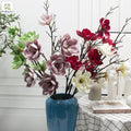 Quality Artificial 6 Heads Magnolia Flower Real Touch Home Decoration Table Center Piece Wedding Party Christmas Decoration
