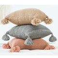 Knitted Tassel Cushion Cover Cotton Hand Tufted Moroccan Tassel Cushion Cover/Throw Wholesale Pillow Covers