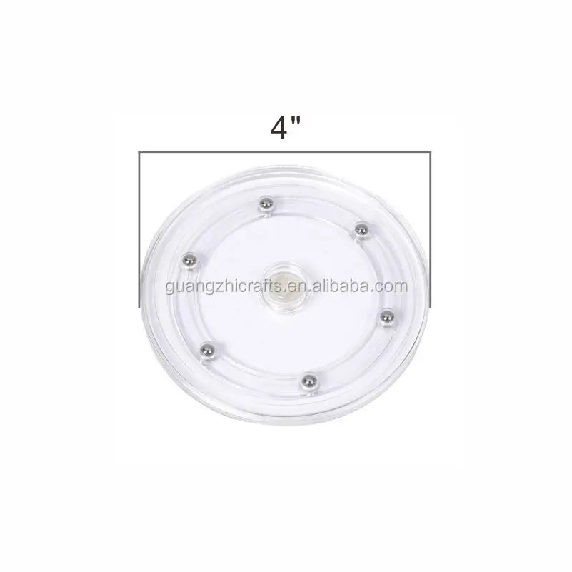 4 Inch Clear Plastic Turntable Organizer Rotating Acrylic Swivel Steel Ball Bearings Stand
