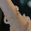 Fashion Imitation White Jade Bracelet for Women Natural Crystal Gemstone Beads Gold Vintage White Agate Bracelet