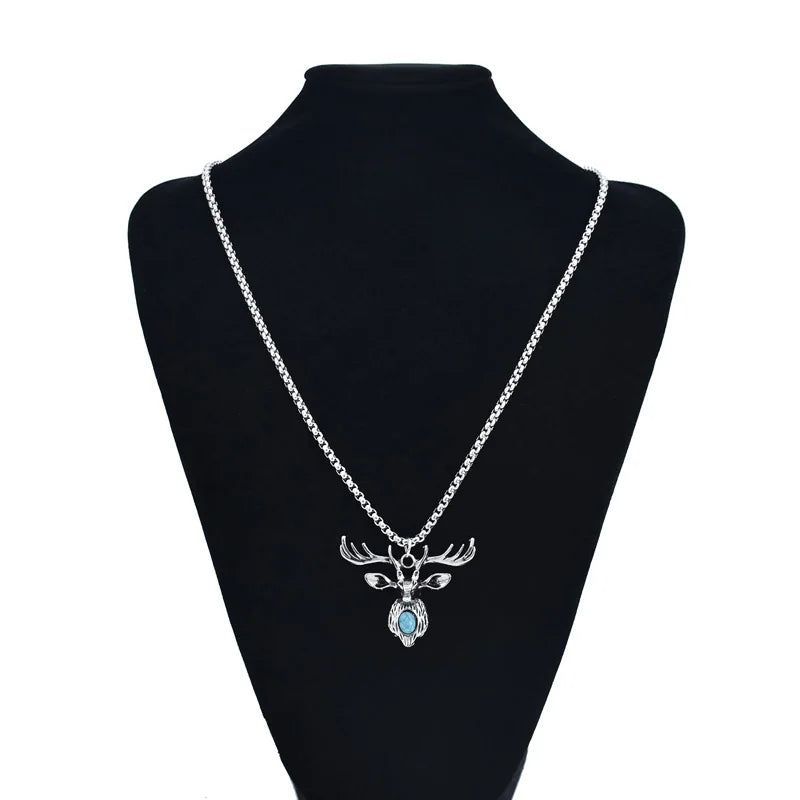 Bohemia Twist Metal Chain Iced Out Jewelry Big Elk Necklace Women 925 Silver Shiny Elk Shape Necklace