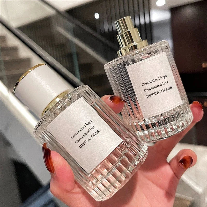 Custom Label Logo Thick Round Clear 30ml Perfume Spray Luxury Empty Glass Parfum Bottle 50ml 100ml