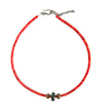 925 Sterling Silver necklace Natural red Spiny Oyster and Turquoise  Beads