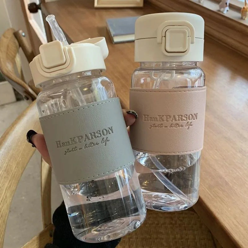 Custom 500ml Large Capacity Plastic Straw Bottle High-Temperature Resistance Cup for Outdoor Sports Direct Drinking Water