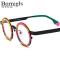 Borregls Acetate Titanium Glasses Frame Women New Brand Designer Vintage Round Eyeglasses Men Spectacle Optical Eyewear 185816
