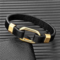Trend Punk Men Leather Wrap Bracelet New Fashion Jewelry Stainless Steel Clasp Wristband Cuff Bracelet Wholesale Gifts for Men