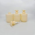 Stock 300ml PET Yellow Plastic Bottle Round Lotion Shampoo Pump Bottles Conditioner Lotion Skincare Plastic Bottle