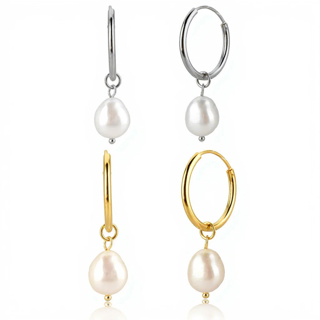 FUAMAY Genuine Silver Pearl Earrings Irregular Freshwater Pearl Drop Earrings Big Natural Baroque Pearl Earrings
