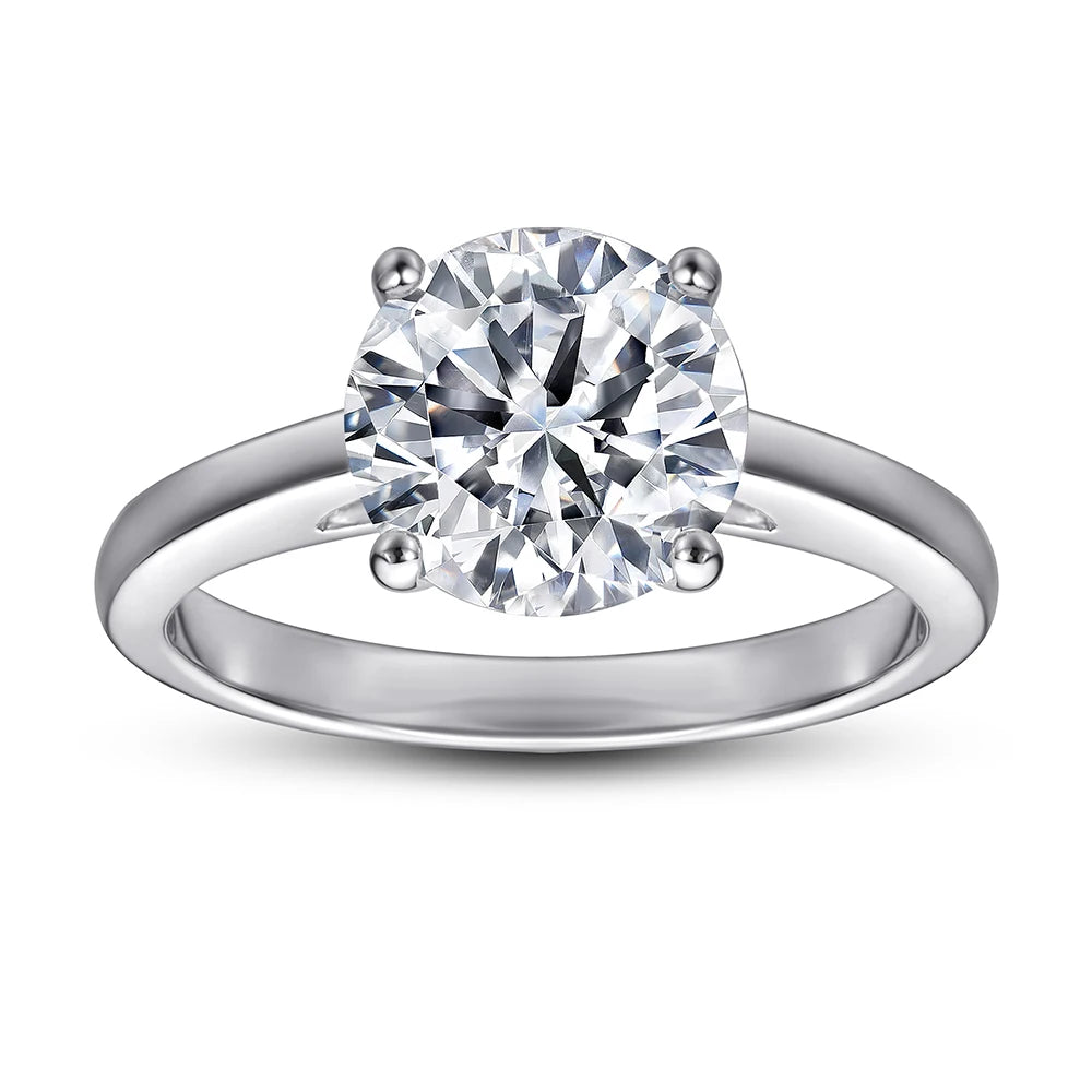 Women Mossinate Diamond Jewelry 925 Sterling Silver Ring 2Ct Carat Diamond Moissanite Ring