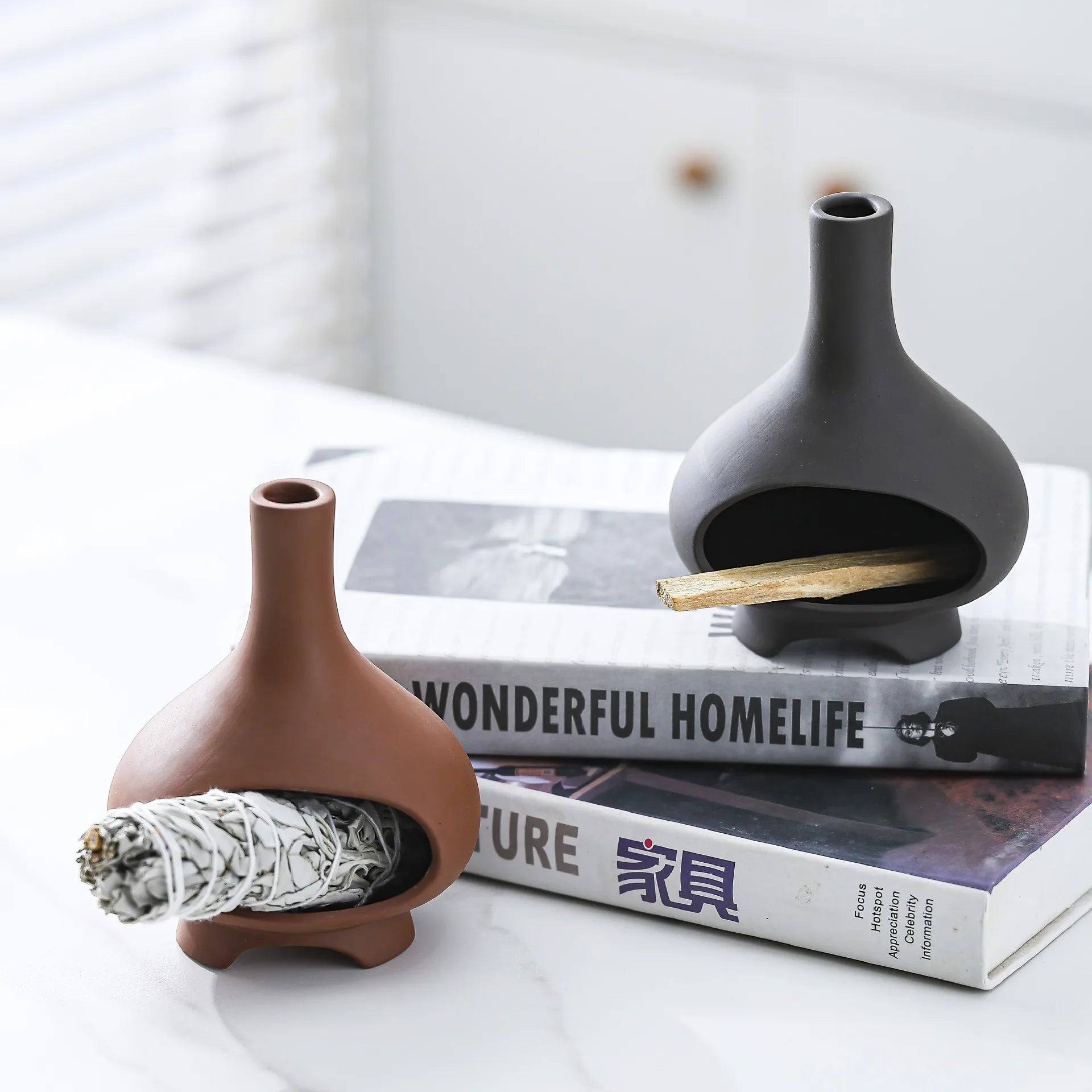 2024 Hot Sale Incense Burner Stick for Sage Ceramic Palo Santo Holder for Yoga Spa