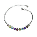 Exquisite Rhodium Plated Silver 925 Jewelry Multiple Natural Gemstone Bracelet for Women Anniversary Gift