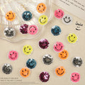Mini 2cm  Iron on Colorful Cute Shiny Smile Face Sequined Embroidery Patch for Clothing Shoes Hat Decoration