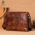 SCHLATUM Customisable Logo Vintage Men's Genuine Leather Messenger Bag One Side Strap Fashion Style Shoulder Bags