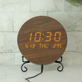 EMAF Home Deco Novelty Home Decoration DC Cable Digital Wood LED Wall Clock Time Calendar Temperature Decor Digital Wall Clock