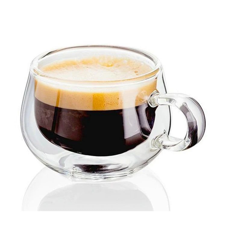 Custom Size Top Quality Double Wall Glass Coffee Mug Home Drinking  Cup With Handle