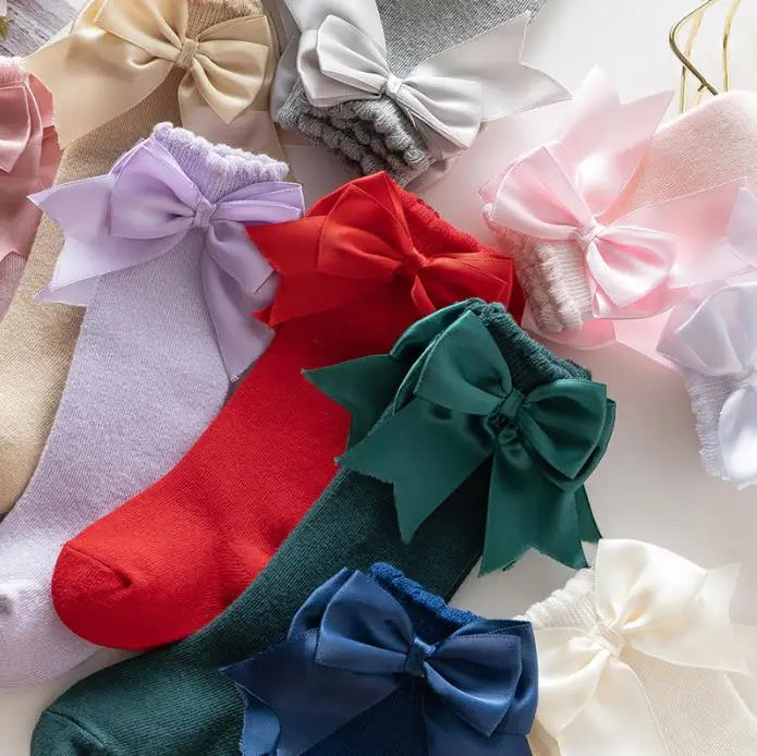 Spanish Princess Dress Girl Socks New Spring and Autumn Baby Socks Baby Knee-high Bow Dress Girl Student Princess pink Socks