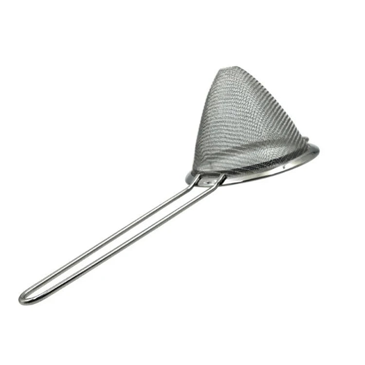 Bar Tool Stainless Steel Cone Shape Metal Coffee Tea Cocktail Mesh Strainer With Long Handle