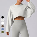 European American Women's Long-Sleeved Sweatshirt Autumn Sports Top with Logo on Front Loose Fit for Yoga & Running