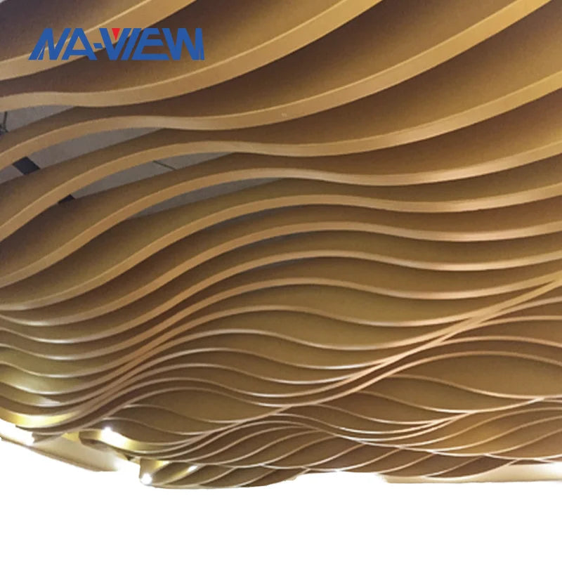 Modern Artistic Waterproof Fireproof Design Wood Grain Wavy Baffle Aluminum Alloy U-Shaped Ceiling Tiles for Hotel Mall Hospital