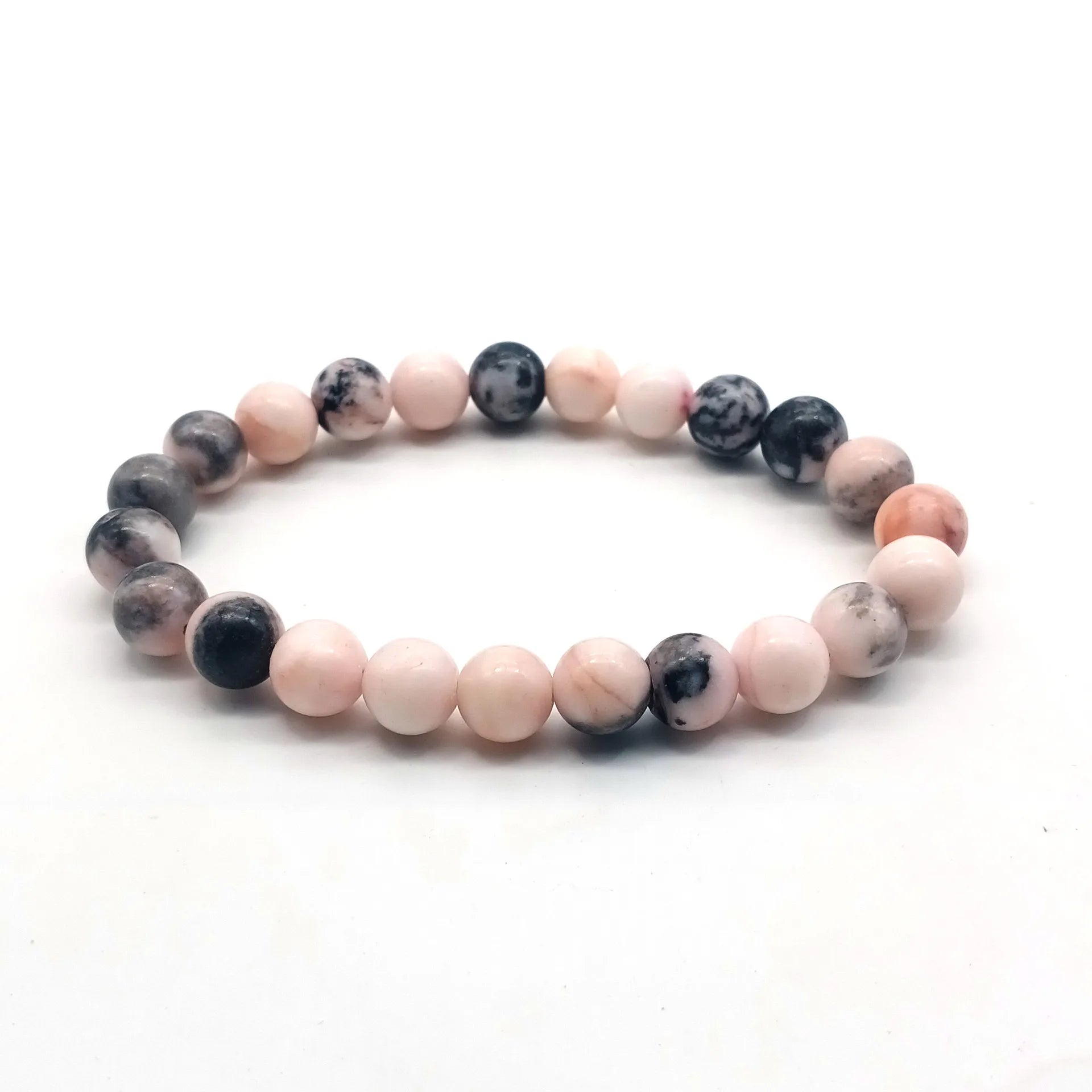 Handmade Natural Stone Buddha Beads Bracelet Pink Zebra Stone Charm Bracelet for Women Yoga Jewelry