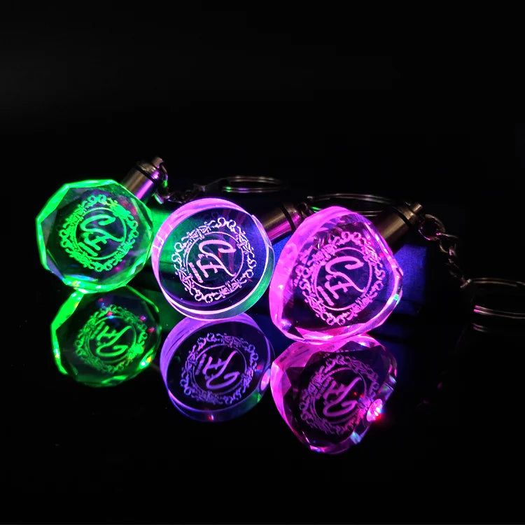 Factory Wholesale Crystal Glass Keychain Custom Laser Engraved Crystal Led Keychain