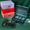 Hot Sale Double-Layer Suede Velvet Jewelry Organizer Luxurious Simple Retro Style Jewelry Box with Metal Lock