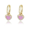 925 Sterling Silver Heart Love Dangle Drop Cartilage Small Huggie Hoop Earrings for Women Girls