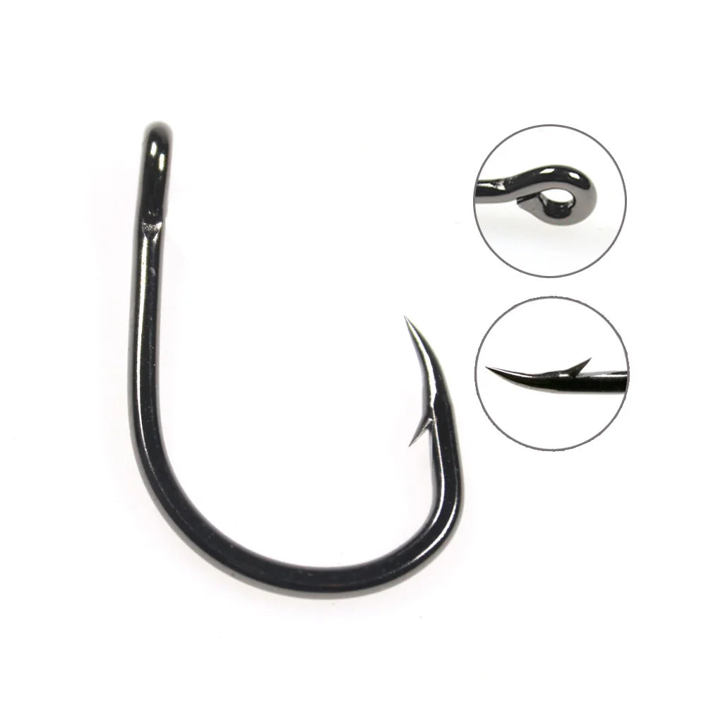 4X Strong Live Bait Hook 3/0 - 10/0 Heavy Duty Saltwater Single Jig Fishhook for Deep Sea Boat Fishing