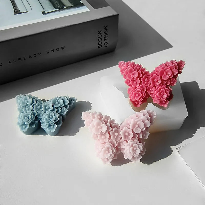 Flower Butterfly Candle Silicone Mold Diy Expansion Stone Glue Drop Tag Ornament Mold Aromatherapy Candle Making Silicone  Mold