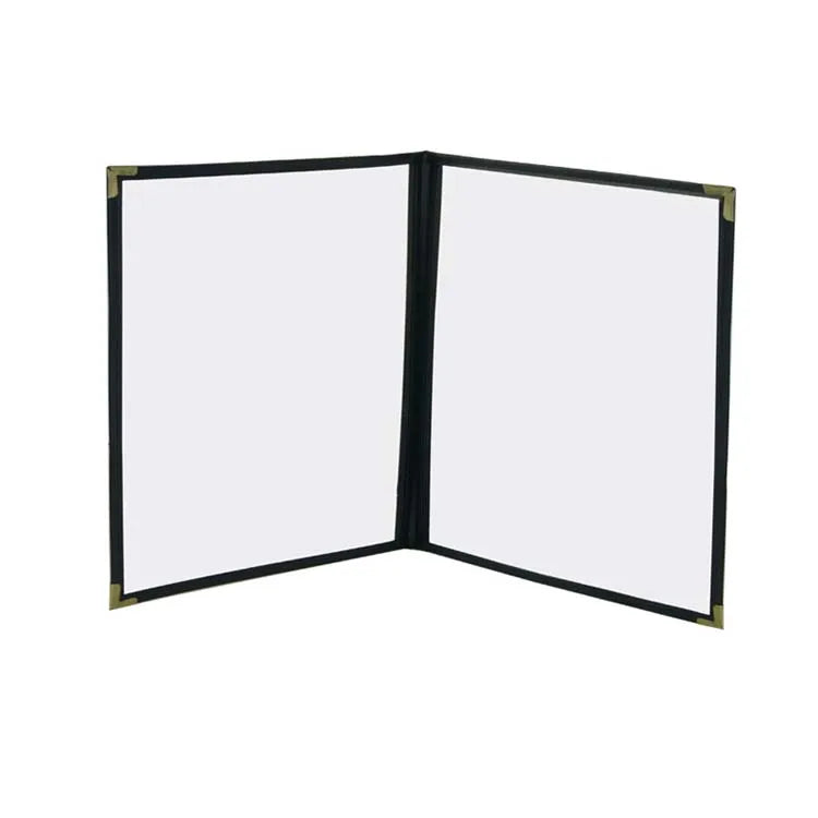 A4 Custom 4 Views PU Leather PVC Pockets Restaurant Menu Folder for Promotion