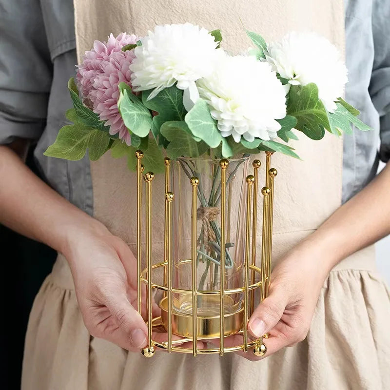 Rustic Iron Metal Vases for Weddings Main Tables Flower Deco Check-in Tables Crystal Flower Racks Decorations