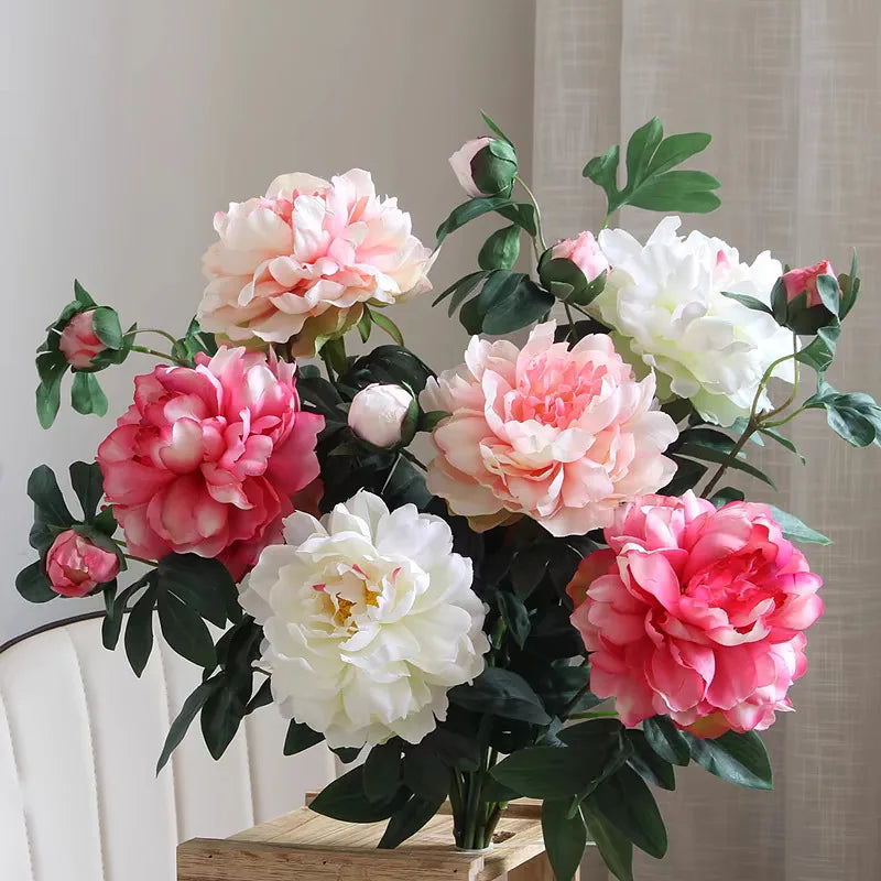 Wholesale European Style Peony Artificial Flower for Home Living Room Decoration  Flowers