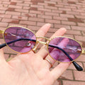 Qmoon Trendy Wholesale Classical Brand Sun Glasses Small Round Purple Metal Frame Punk Style Fashion Womens Custom Sunglasses