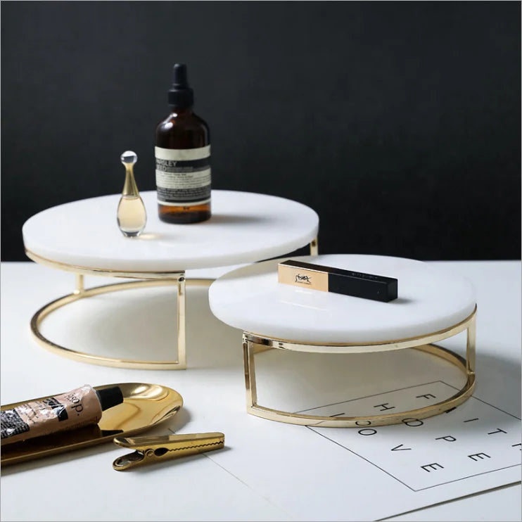 Creative Natural Marble Eco-Friendly Round Gray Cake Stand Home Kitchen Tabletop Display for Desserts