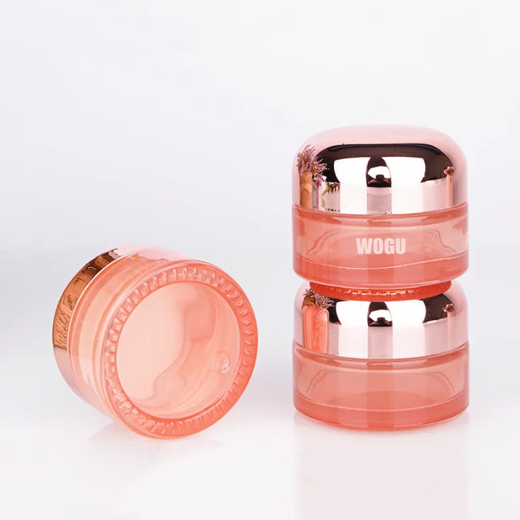 Custom Coated Cosmetic Packaging 20g 30g 50g Empty Women Skincare Rose Gold pink Bottle Glass Cream Jar