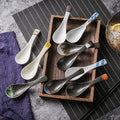 Japanese Ramen Spoons  Ceramic Asian Retro Soup Spoon